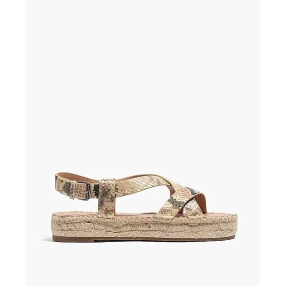 The Malia Espadrille Sandal in Snake Embossed Leather AM200 Size 7 - Picture 2 of 5
